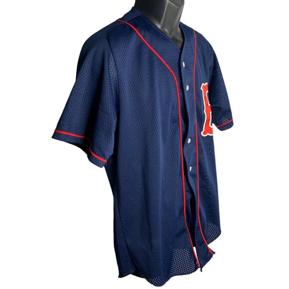 Vintage Wilson Boston Red Sox Jersey L Blue Mesh Buttons No 12 Satin Patches - Picture 5 of 6
